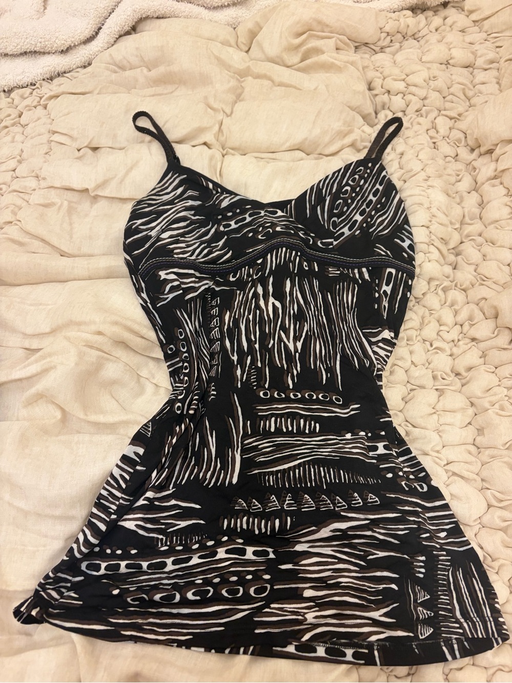 Black & White Patterned Spaghetti Strap Tank Top